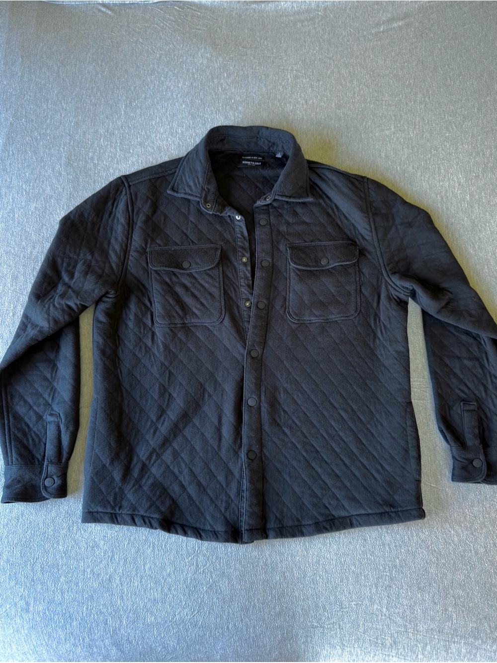 Kenneth Cole Quilted Button-Front Jacket - Black